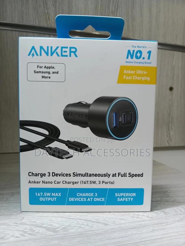 Anker Nano Car Charger 167.5w, 3 Ports - Black - main view