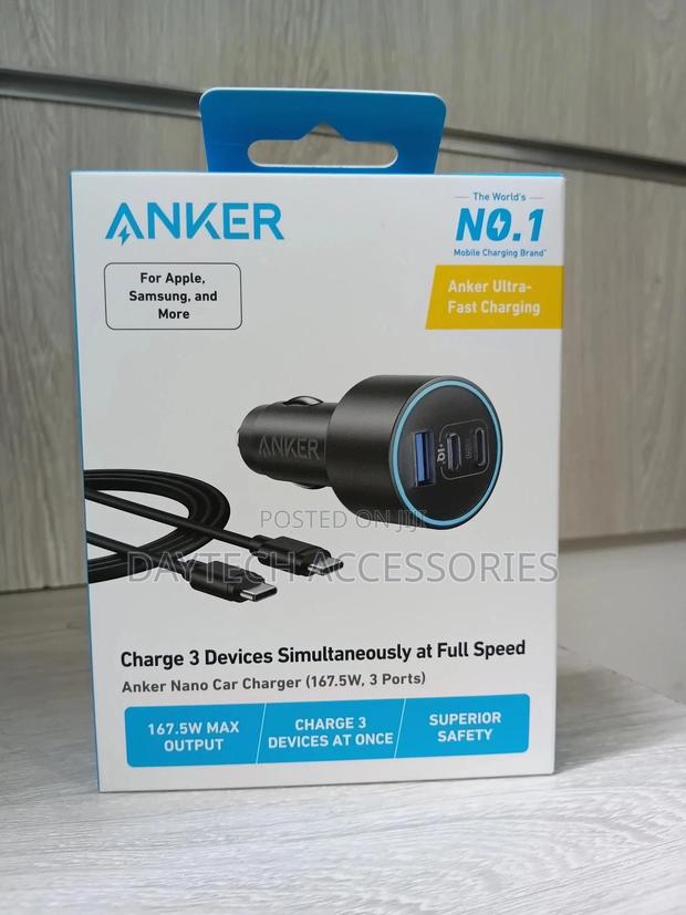 Anker Nano Car Charger 167.5w, 3 Ports - Black - thumbnail 3