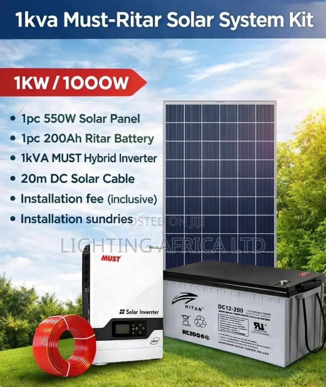 1.2kva Complete Solar System(43" Tv ,Woofer,10 Light's,Wifi CCTV )