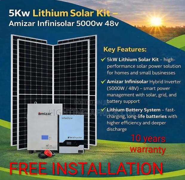 5kw (6.2kva) - 5.12kwh Lithium Kit -(4)610w Solar - Full Installation - main view