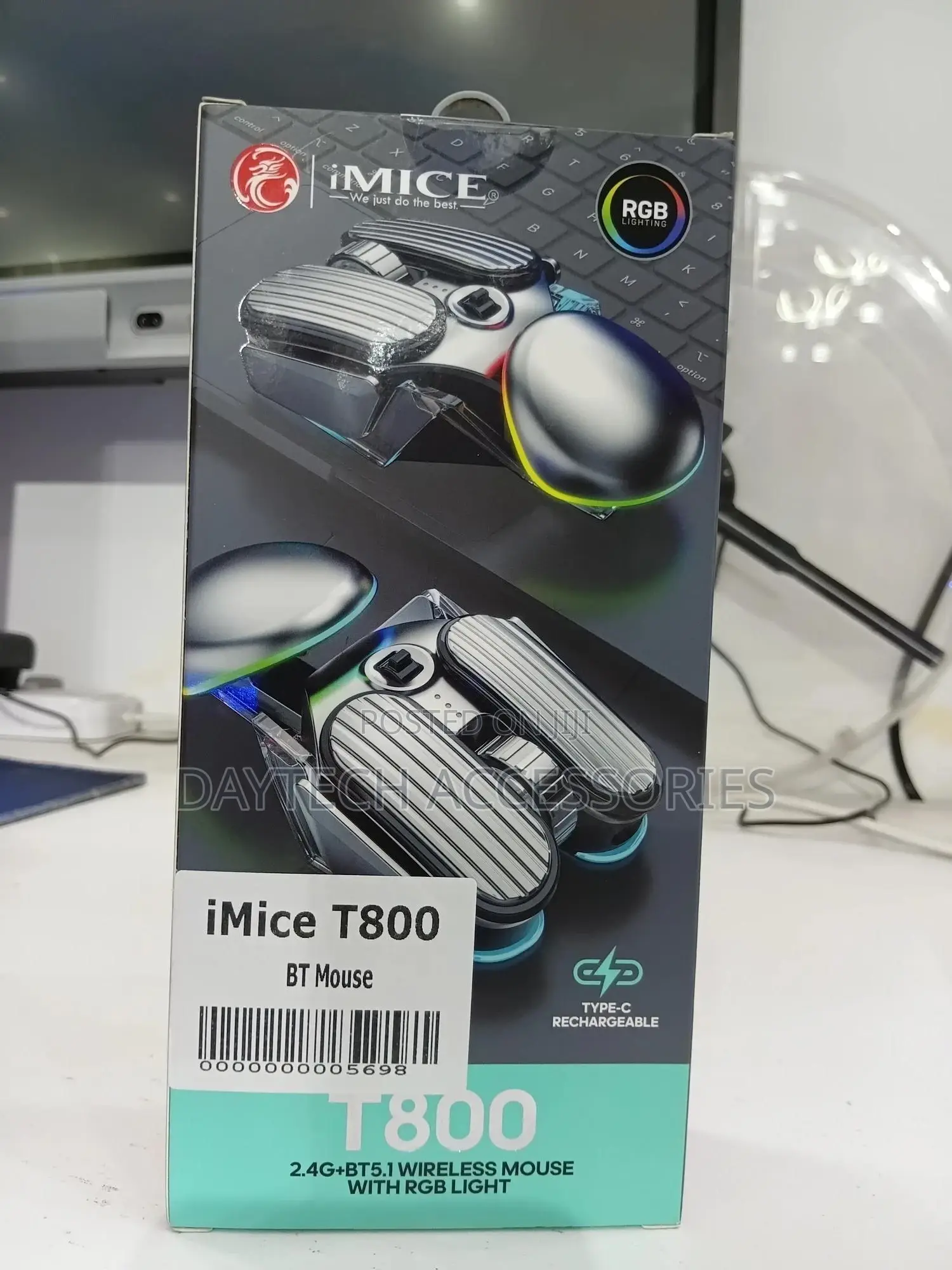 The Imice T800 Rechargeable Bluetooth Dual-Mode Wireless Gaming Mouse.