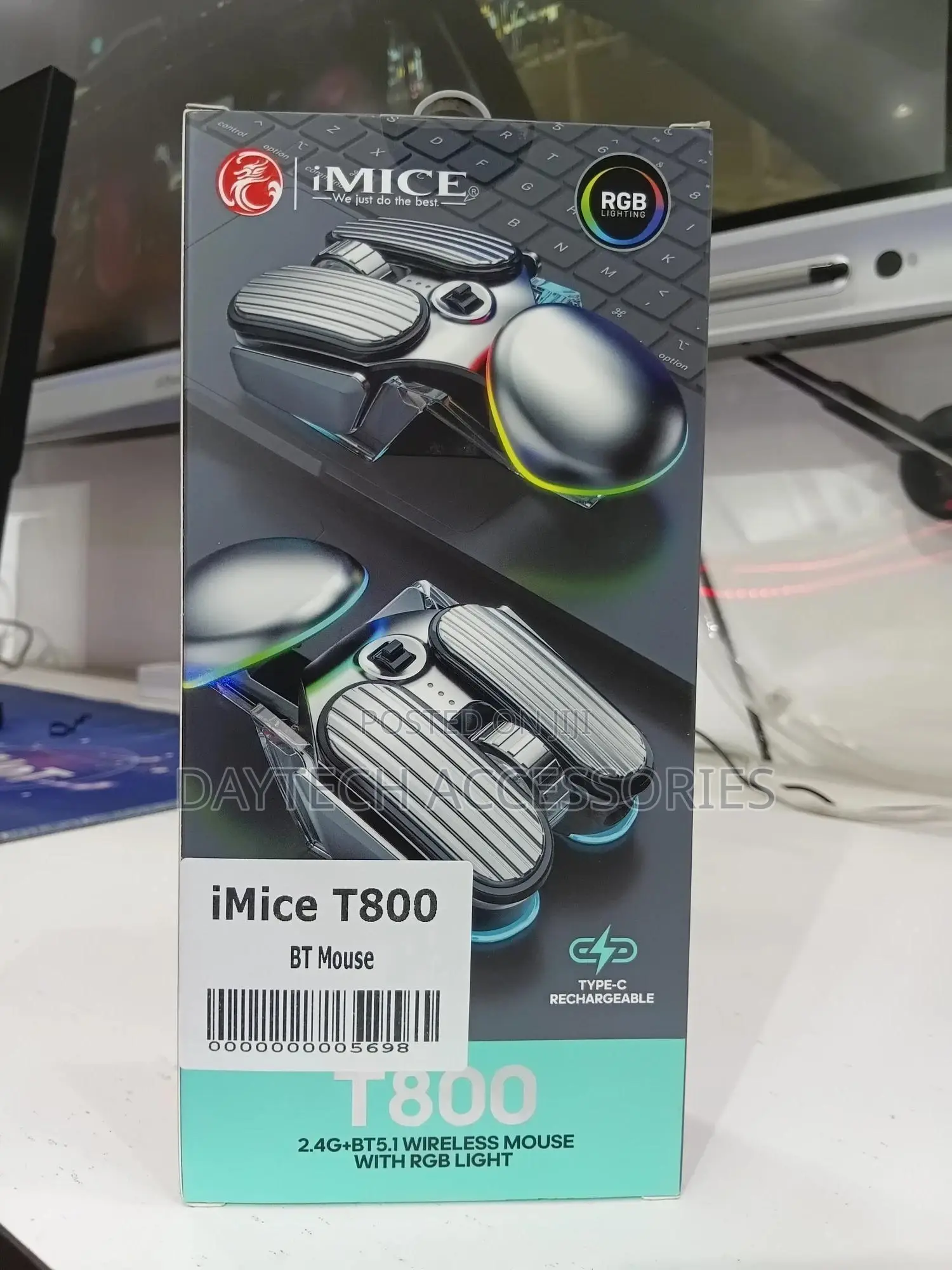 The Imice T800 Rechargeable Bluetooth Dual-Mode Wireless Gaming Mouse.