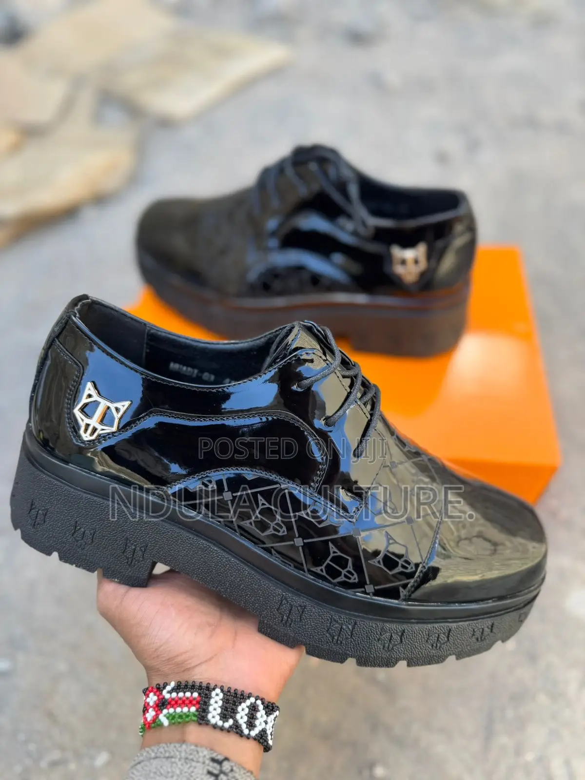 Lv ,Versace Naked Wolfe Patent Leather Shoe Shoes