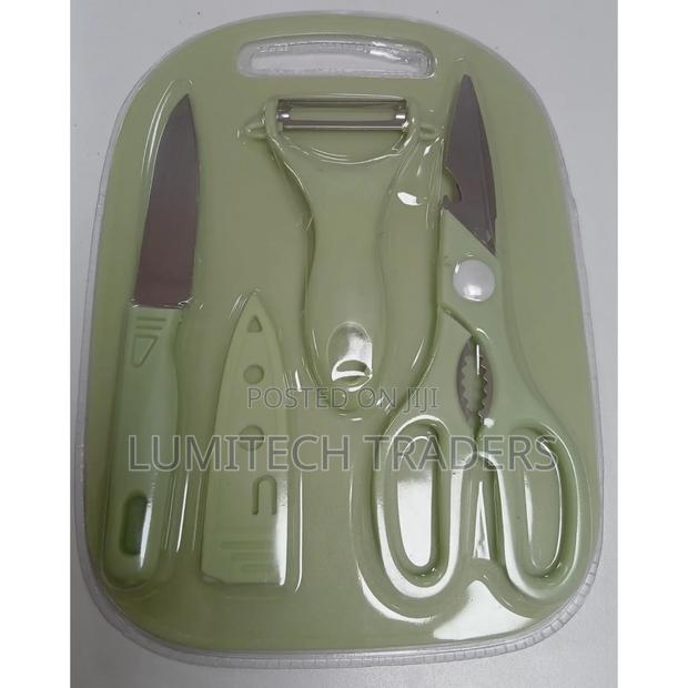 Kitchen Set of Scissors, Peeler, Small Knife and Board - main view