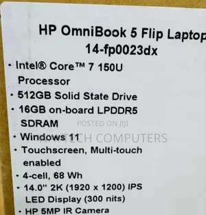 New Laptop HP OmniBook 5 Flip 16GB Intel Core I7 SSD 512GB