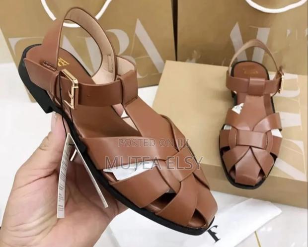 Black, Coffee Brawn,Brawn,Peach White Executive Sandals - main view