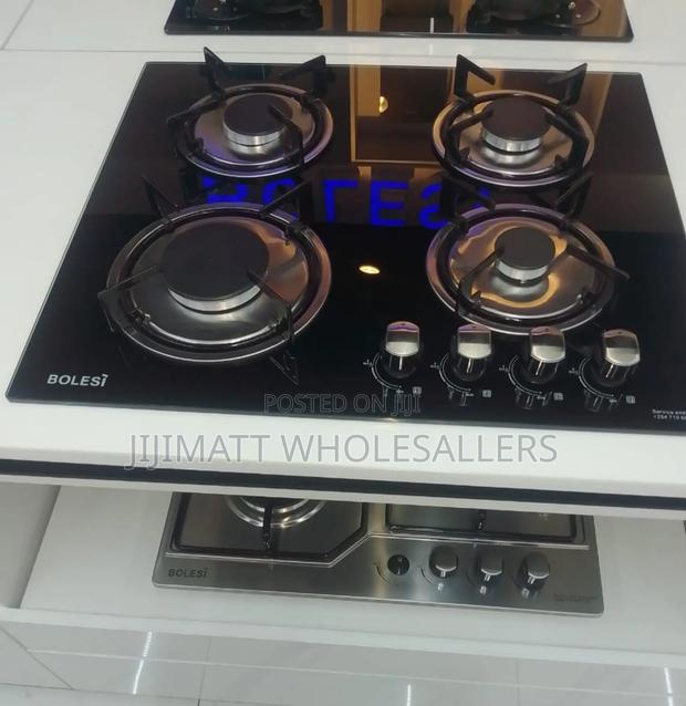 Bolesi Hob 4 Gas Burners Inbuilt Glass Tampared Gas Hod