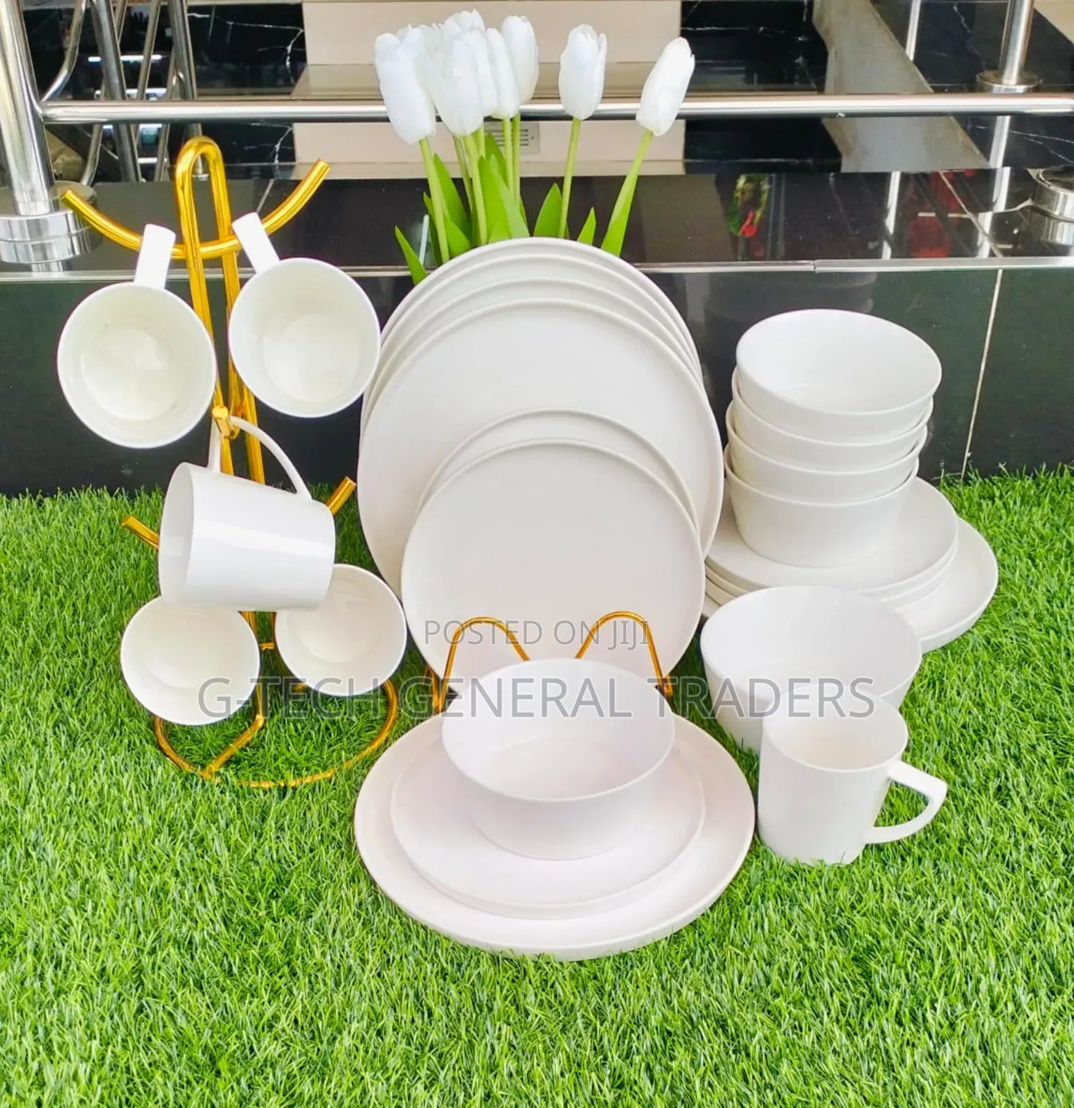 White 24pcs Dinner Set Containing Set Of Cups And Plates