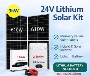 New 3.6kw Hybrid System - 2.56kwh Lithium Battery Full Solar Package