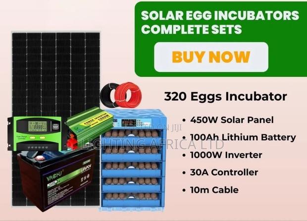 320 Eggs Incubator - 450w Solar -100ah Battery Lithium -1000w Inverter
