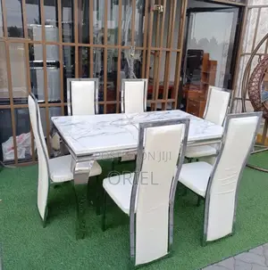 Dining Tables; 6-Seater Marble Top Dining Table Set for Modern Homes
