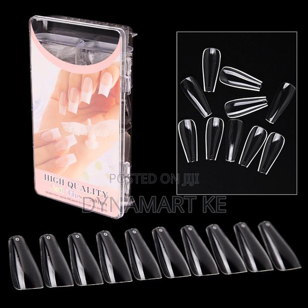 600pcs Nail Tips Natural Clear, Assorted Sizes for Acrylic Stickons - main view