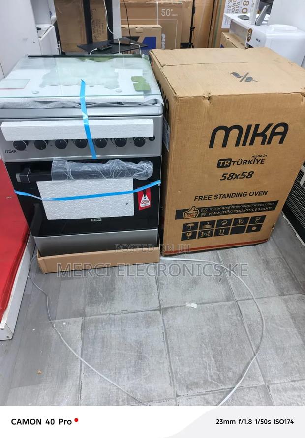 Mika Standing Cooker, 58cm X 58cm, 3g+1e, Electric Oven (Mst60pu31slem