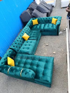 Green Chesterfield U Shape Couch - main view