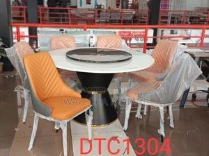Executive Round Marble Glass Top Six Sitter Dinning Table - main view