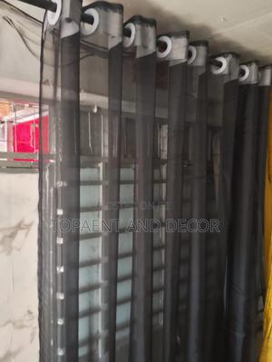 Black Soft Plain Light Sheer Curtains for Doors and Windows - thumbnail 2