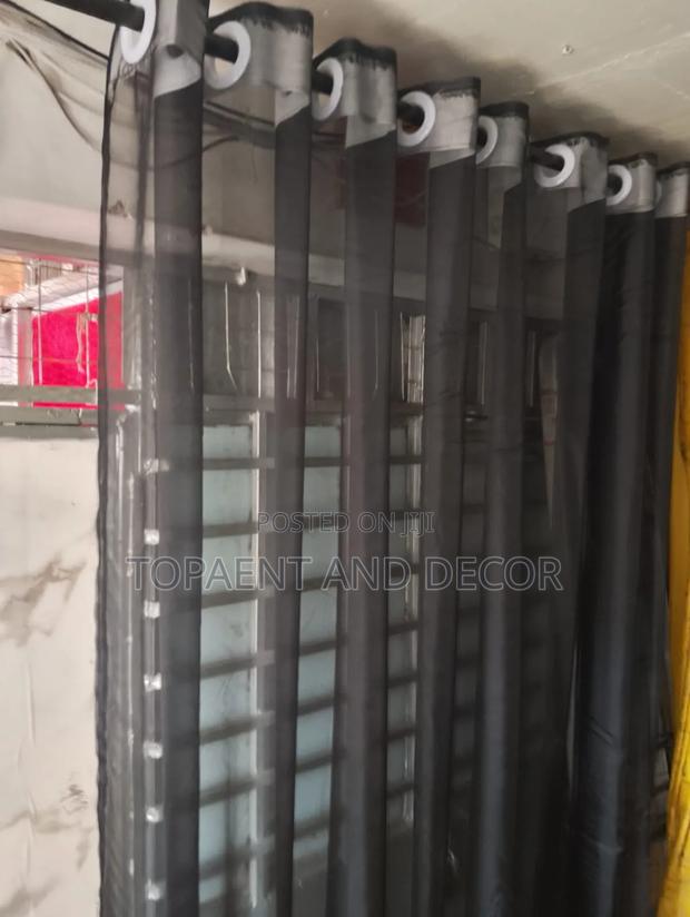 Black Soft Plain Light Sheer Curtains for Doors and Windows - main view