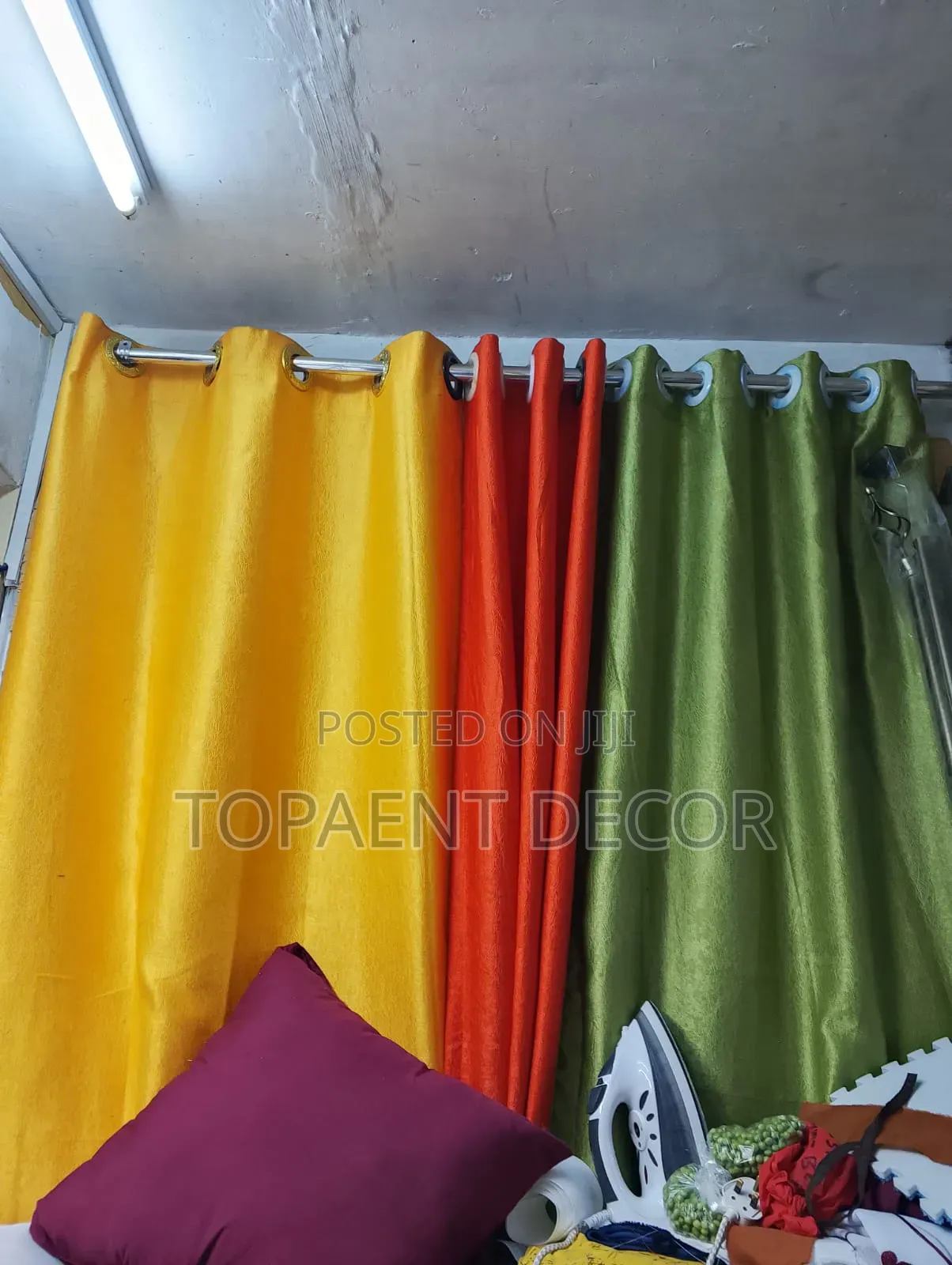 Green, Orange And Yellow Light Filtering Window Elegant Curtains