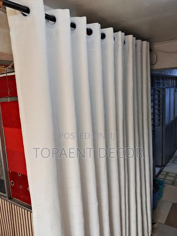 Plain White Patterned Heavy Quality Fabric Window Curtains - main view