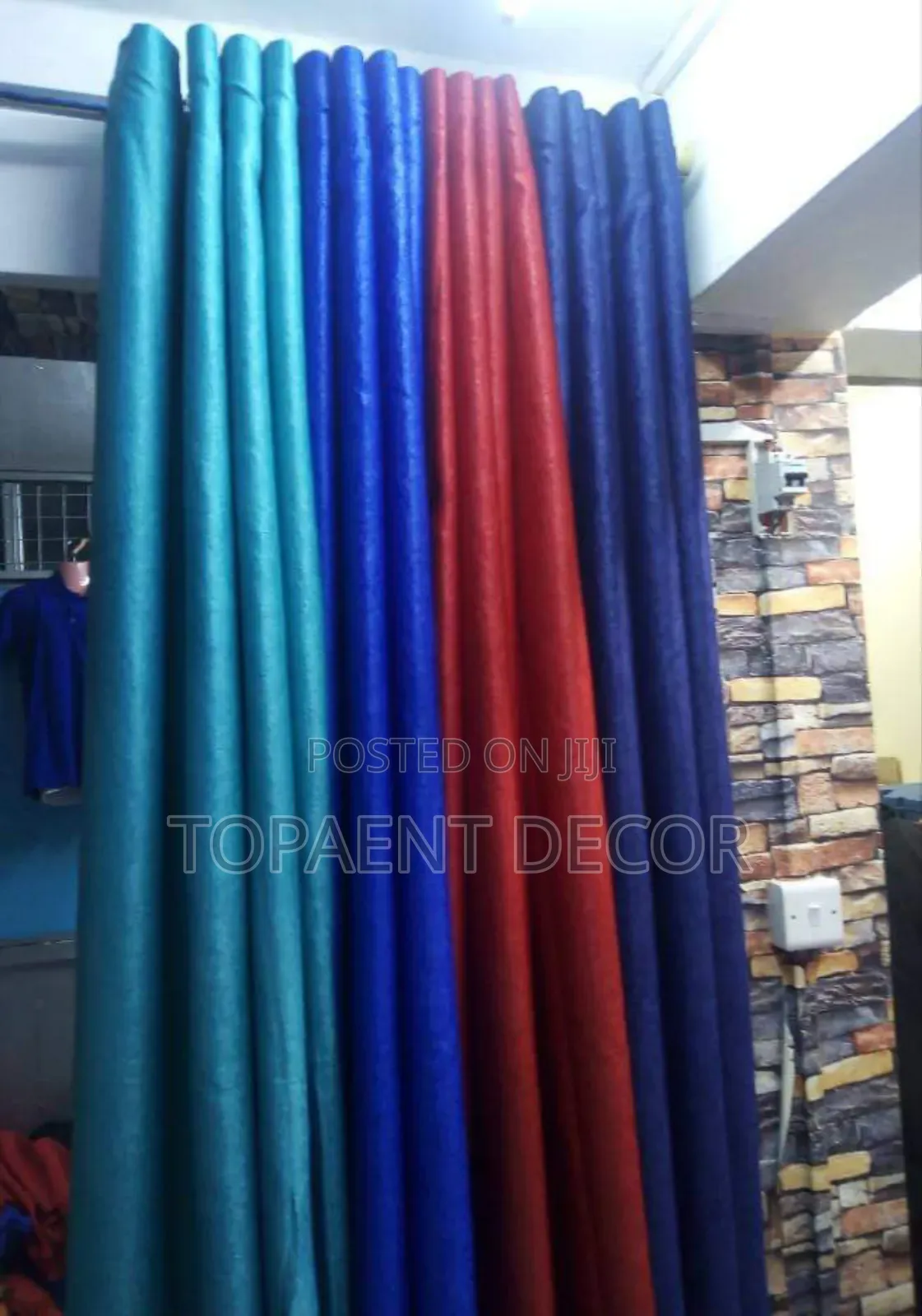 Green,Sky Blue,Red And Nevy Blue Washable Window Eyelates Curtains