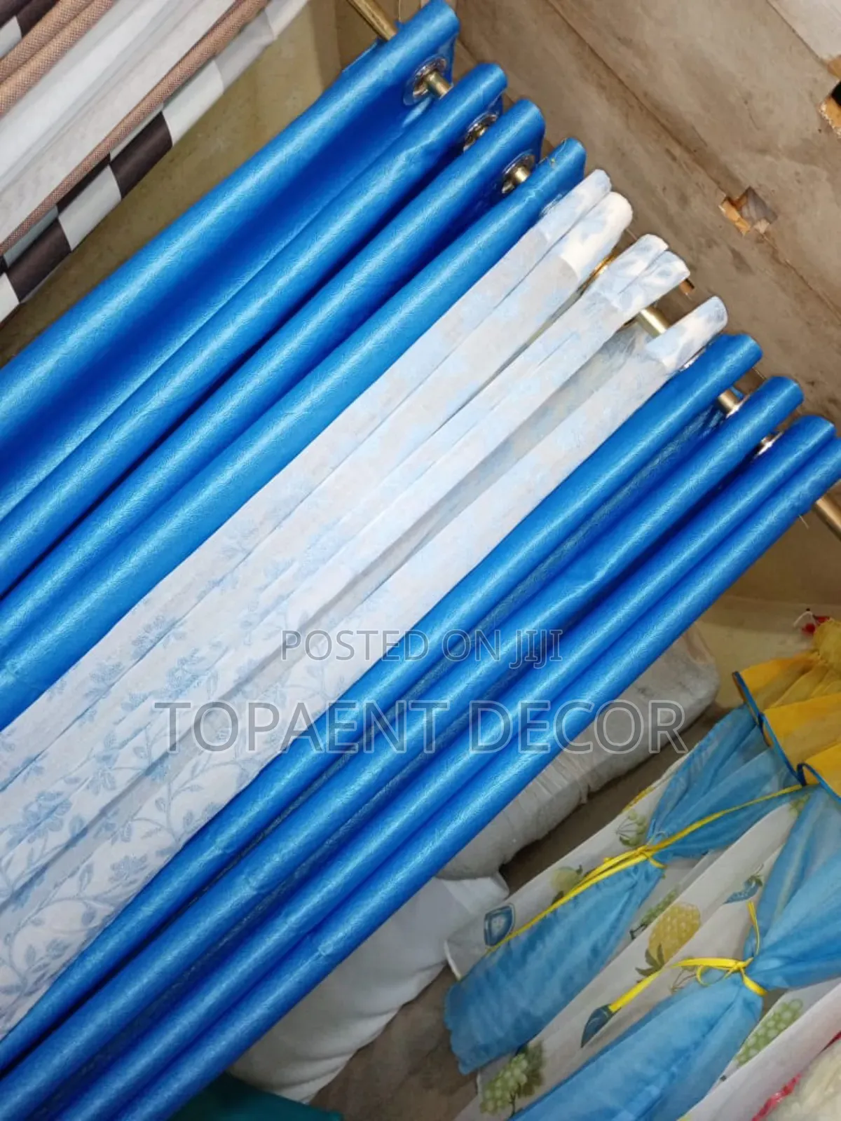 Blue Elegant Window Curtains And Matching Window Sheers