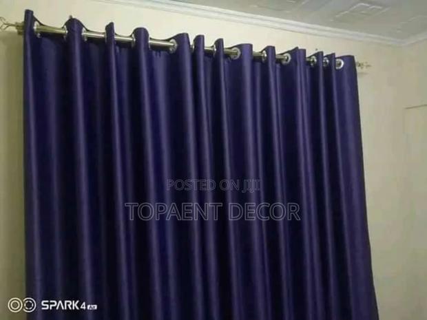 Navy Blue Wide Window With More Gathers Curtains