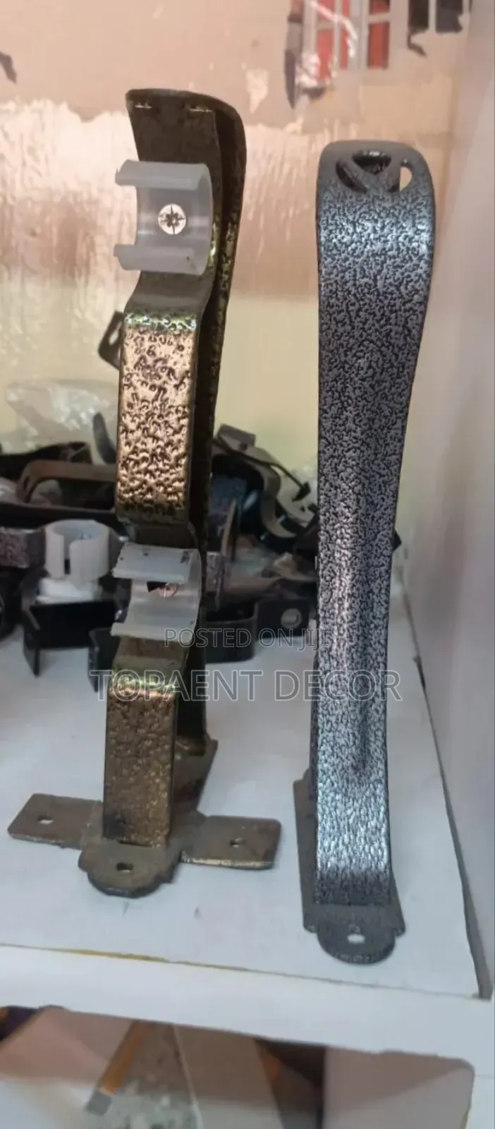 Grey And Antic Gold Double Powder Coated Curtain Rod Brackets