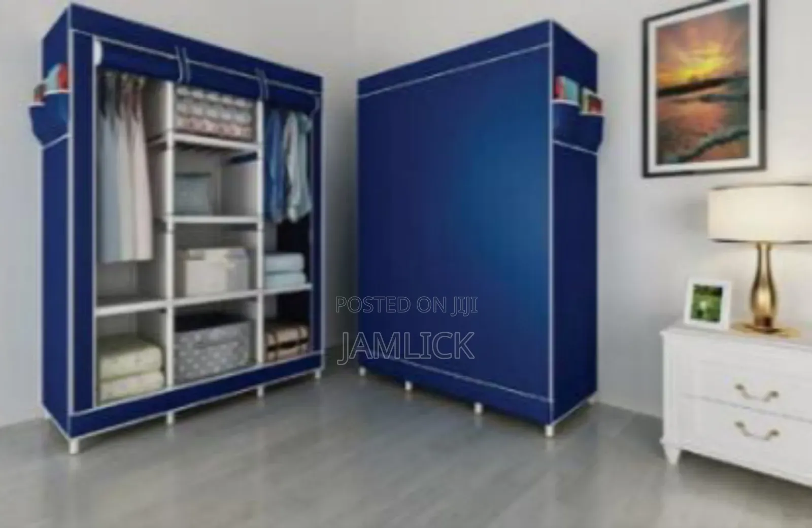 Three Column Portable Metallic Wardrobe – Sn