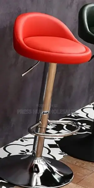 Adjustable Black Faux Leather Bar Stool 