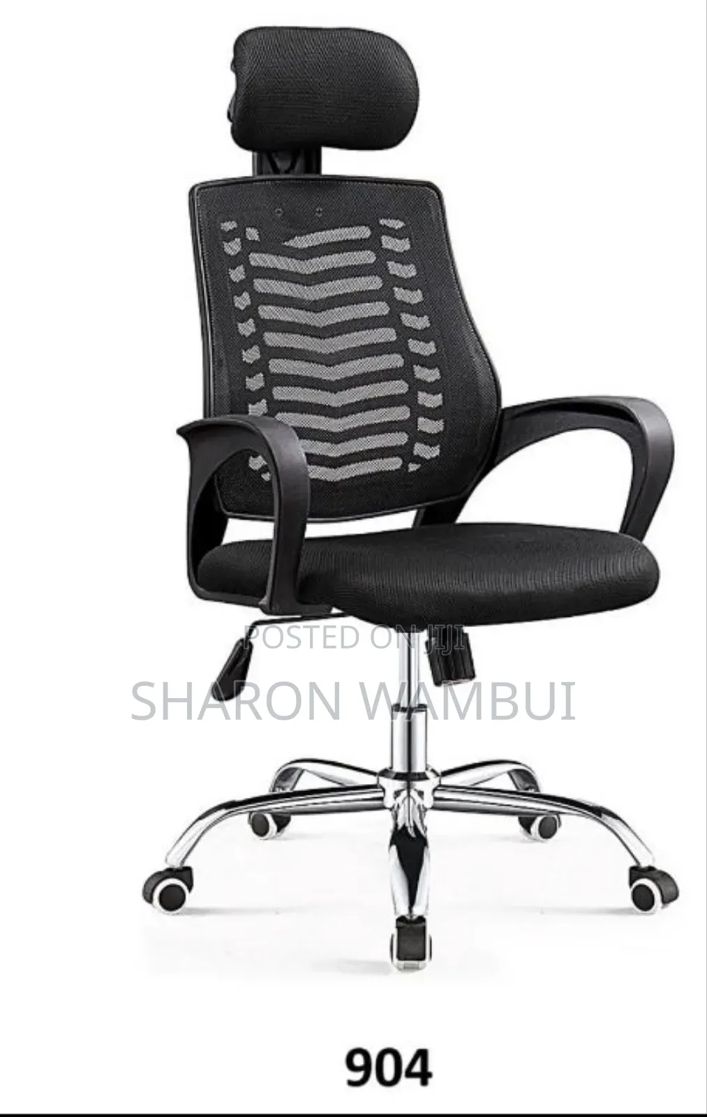 Secretarial Mesh Adjustable Headrest and Lumbar Suppor