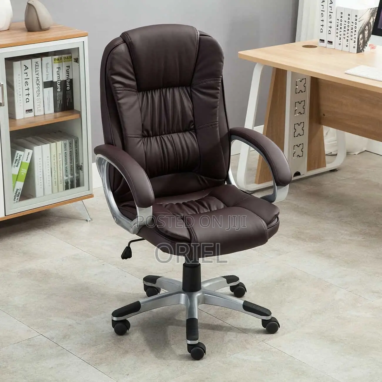 Office Chair : Brown Leather Modern Office Chair