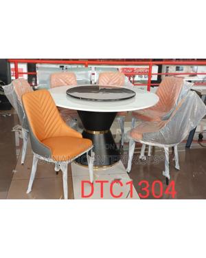 Executive Round Marble Glass Top Six Sitter Dinning Table - thumbnail 2