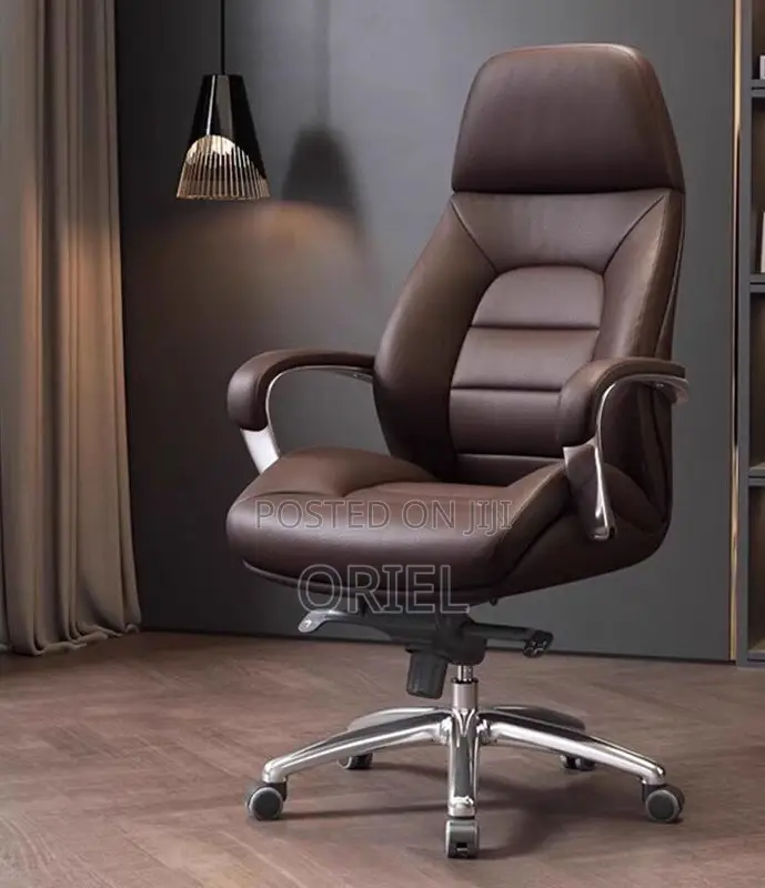 Office Chair : Brown Leather Modern Office Chair