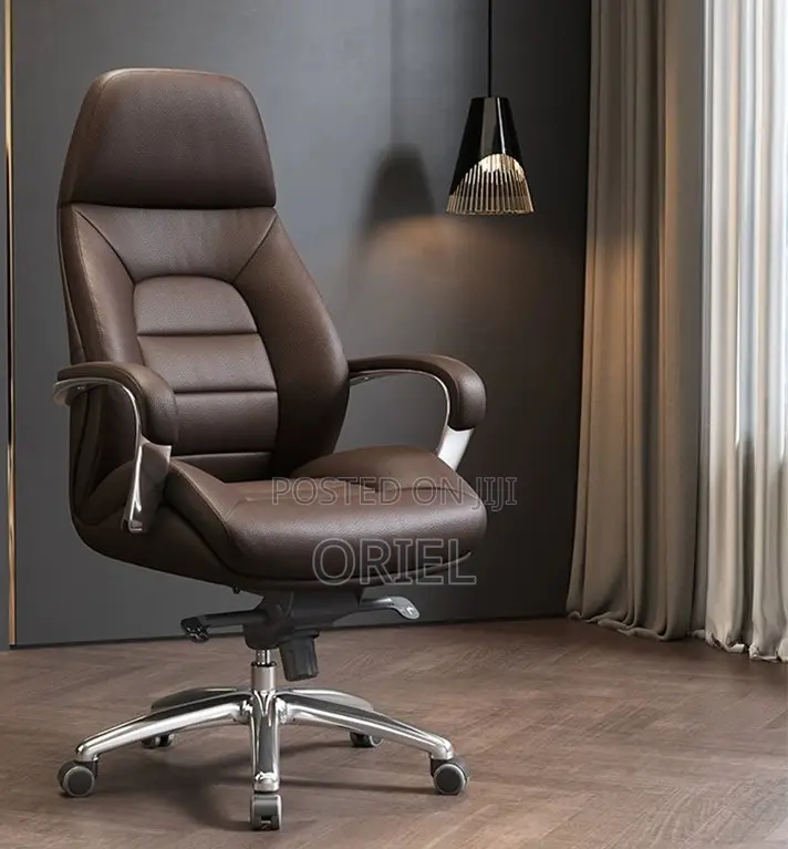 Office Chair : Brown Leather Modern Office Chair