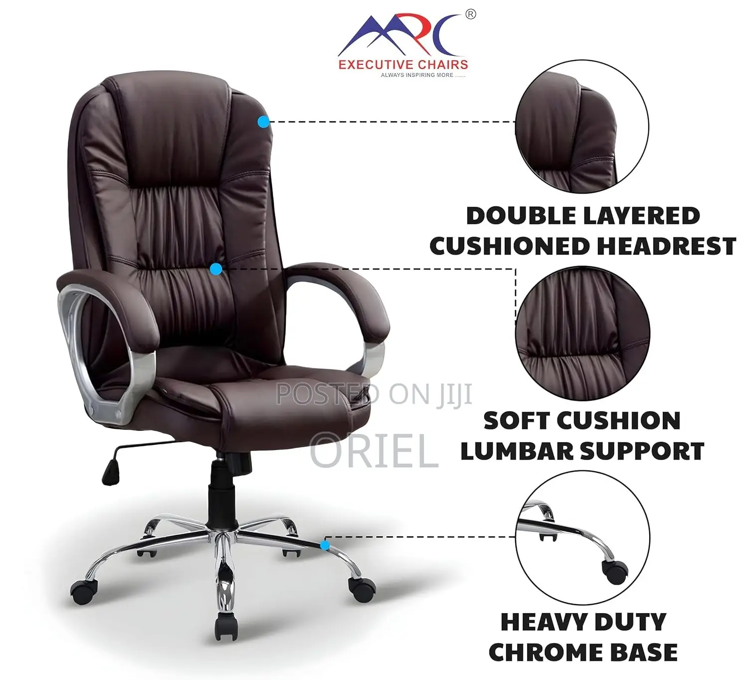 Office Chair : Brown Leather Modern Office Chair
