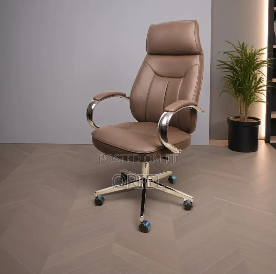 Office Chair : Brown Leather Modern Office Chair