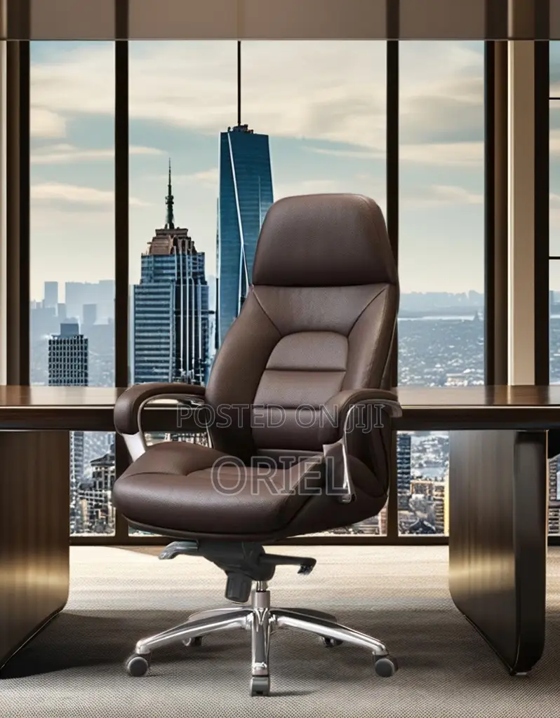 Office Chair : Brown Leather Modern Office Chair