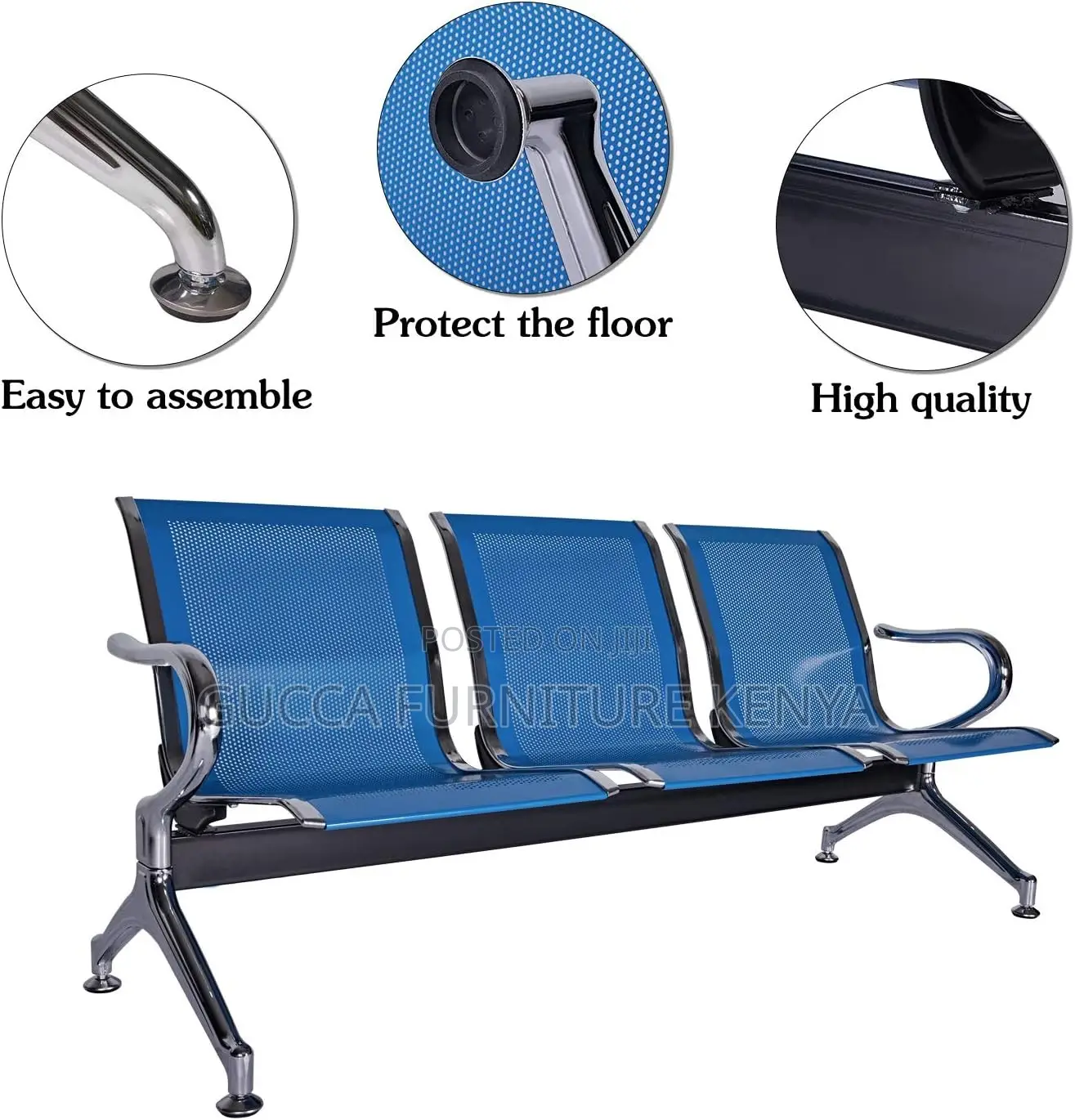 3-link Metallic Waiting Bench