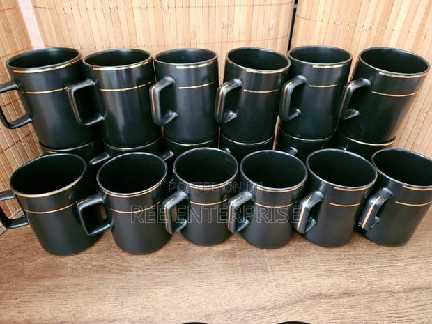 High Quality Black Ceramic Mug Gold Line