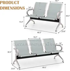 Metallic 3-seater Reception Waiting Bench