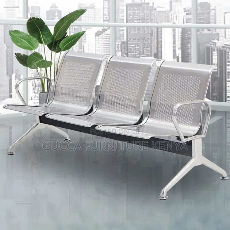 Metallic 3-seater Reception Waiting Bench