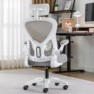 White Office Ergonomic Chair With Flip Armrest