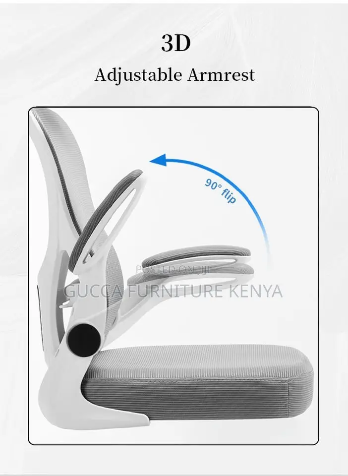 White Office Ergonomic Chair With Flip Armrest