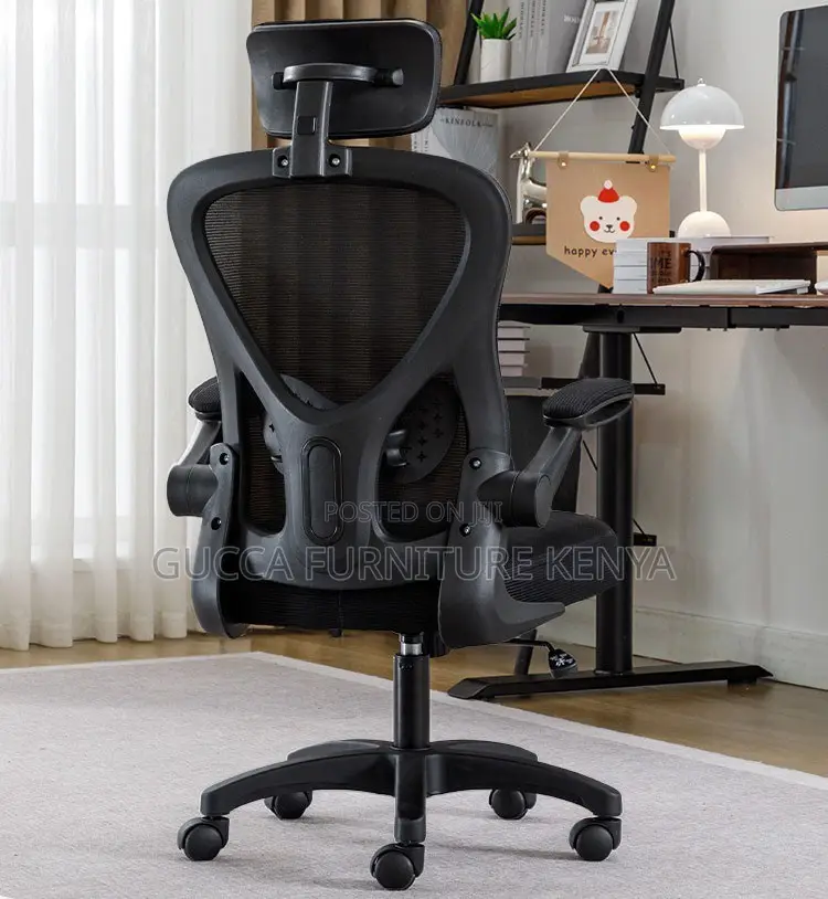 White Office Ergonomic Chair With Flip Armrest