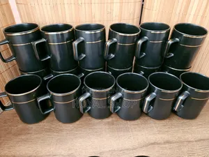 Black Ceramic Gold Mugs 6pcs