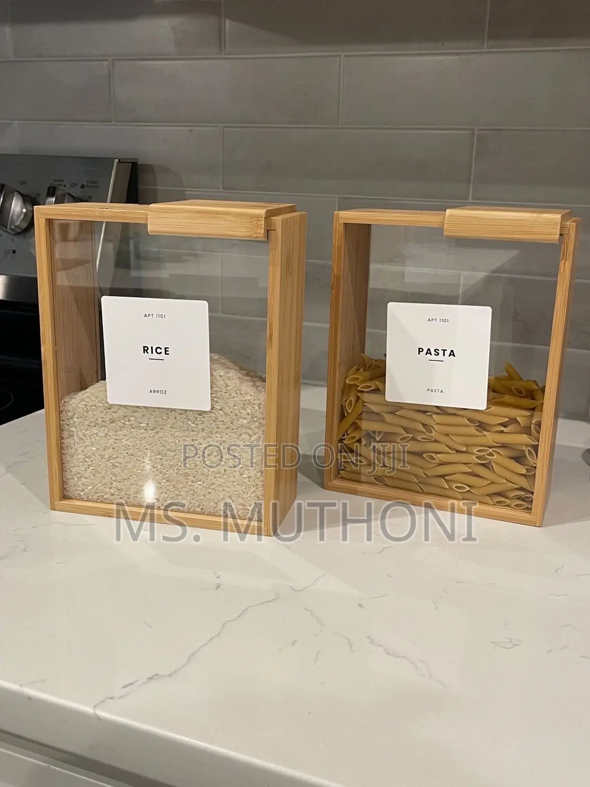 1 Pc Bamboo Cereals Storage Container*