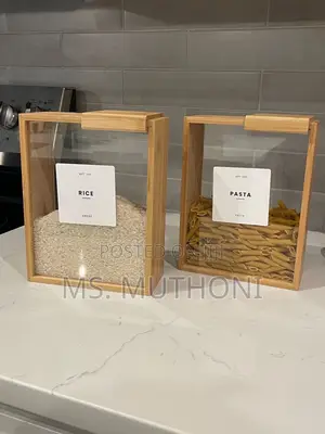 1 Pc Bamboo Cereals Storage Container*