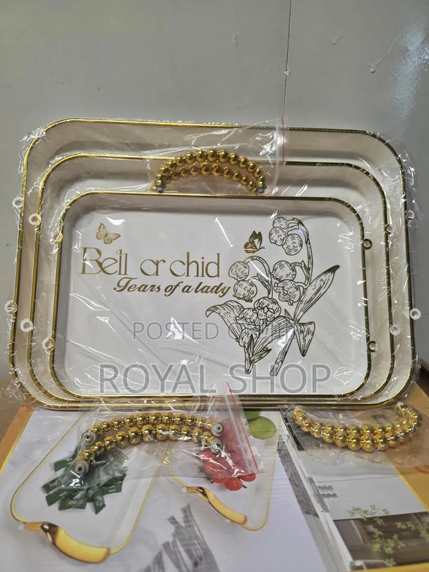 Acrylic 3pc Tray Bell With Golden Handles - main view