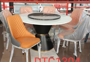 Luxury Executive Six-Seater Round Dining Table With Chairs