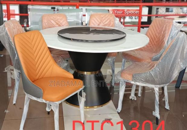 Luxury Executive Six-Seater Round Dining Table With Chairs